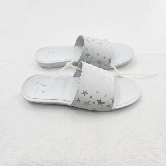 GOATS Big Girl's Size 2 White/Silver The Slide K Star Print Slide Sandals - Picture 1 of 6